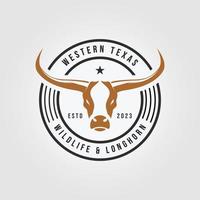 Emblem Kuh Longhorn Cowboy Logo Symbol Vektor Design Illustration