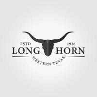 minimalistisches Longhorn-Logo-Vektorillustrationsdesign, Geweih des Stiers vektor