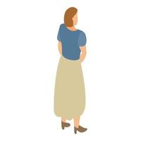 kvinna i lång kjol ikon, isometrisk stil vektor