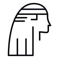 Ikone der Seitenansicht des ägyptischen Pharaos, Umrissstil vektor