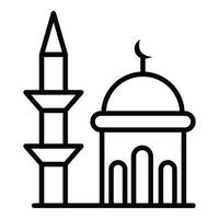 Symbol für Minarett und Kuppelmoschee, Umrissstil vektor