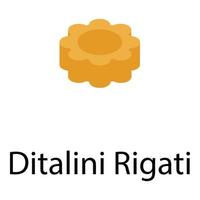 ditalini rigati pasta ikon, isometrisk stil vektor