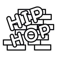 Hip-Hop auf Backsteinmauer-Symbol, Umrissstil vektor
