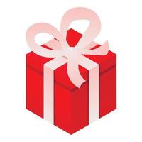 rotes Weihnachtsgeschenkbox-Symbol, isometrischer Stil vektor