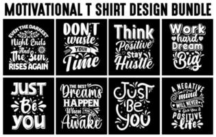 motivierendes Spruch-T-Shirt-Design-Paket, Typografie-T-Shirt, dekoratives T-Shirt vektor