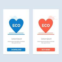 eco hjärta kärlek miljö blå och röd ladda ner och köpa nu webb widget kort mall vektor