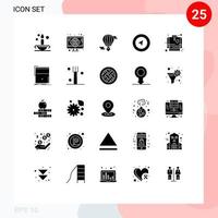25 universelle solide Glyphen für Web- und mobile Anwendungen gesetzt Brandbekämpfungsmantel Position m fliegendes Herz Navigation Valentinstag editierbare Vektordesign-Elemente vektor