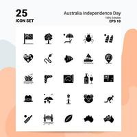 25 Australien-Unabhängigkeitstag-Icon-Set 100 bearbeitbare Eps 10-Dateien Geschäftslogo-Konzeptideen solides Glyphen-Icon-Design vektor