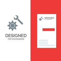 graues Logo-Design und Visitenkartenvorlage für Einstellschlüsselgetriebe vektor