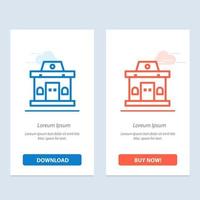 Gebäude Büroticket urban blau und rot herunterladen und jetzt kaufen Web-Widget-Kartenvorlage vektor