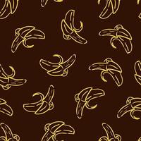 choklad banan hand teckning översikt sömlös mönster vektor