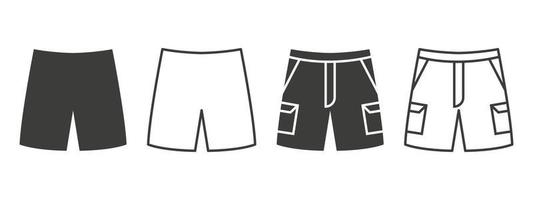 shorts ikoner. shorts med fickor av annorlunda stilar. Kläder symbol begrepp. vektor illustration