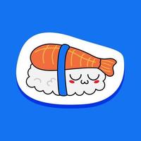 kawaii sushi, rolls, sashimi - isoliertes einzelnes symbol, aufkleber. vektor