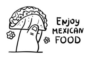 njut av mexikansk mat på vit bakgrund. vektor
