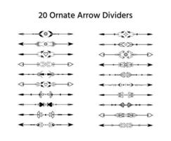handgezeichnete dekorative ethnische Fantasy-Pfeile, zweischneidig, Textteiler, Absatztrenner. Reihe von kunstvollen Begrenzungselementen für Design, Drucke, Dekoration, Valentinstag usw vektor