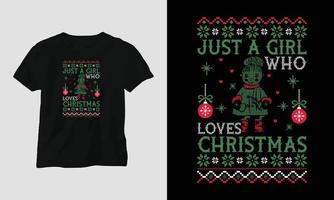 bara en flicka vem förälskelser jul - ful jul retro stil t-shirt design vektor