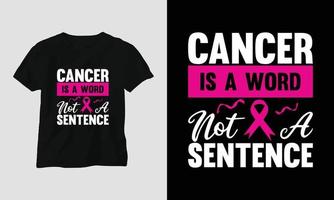 värld cancer dag t-shirt design med band, näve, kärlek, fjäril, och motiverande citat vektor