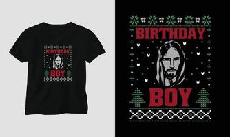 födelsedag pojke - ful jul retro stil t-shirt design vektor