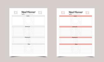 speiseplaner logbuch kdp innenarchitektur. Druckbares Logbuch vektor