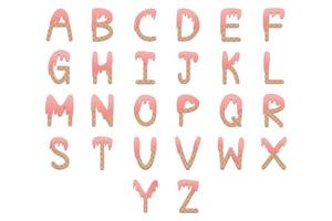 söt rån med jordgubb grädde alfabet font för dekorera eller utskrift för kort eller baner vektor
