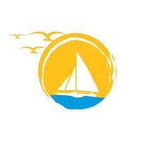 Sommer-Stil Schiff Boot Yacht Segeln Logo-Design in Vektor-Illustrationen im Sommer-Stil vektor