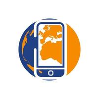 global snabb telefon service smartphone grej mobil reparera logotyp design vektor illustrationer