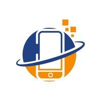 global snabb telefon service smartphone grej mobil reparera logotyp design vektor illustrationer