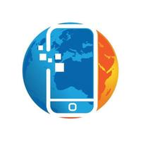 global snabb telefon service smartphone grej mobil reparera logotyp design vektor illustrationer