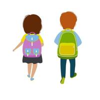 Illustration von Schulkindern mit Rucksack zur Schule vektor