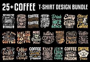 Kaffee-T-Shirt-Designpaket kostenlos, Satz Kaffee-T-Shirts, Kaffeetassen-T-Shirt-Design, Kaffeezitate vektor