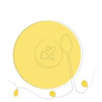 Lebensmittelgerichte Strichzeichnungen mit gelber Farbe vektor