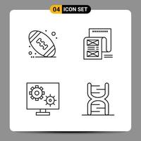 Umrisssymbole mit 4 schwarzen Symbolen für ansprechende Designs auf weißem Hintergrund 4 Symbole setzen kreativen schwarzen Symbolvektorhintergrund vektor