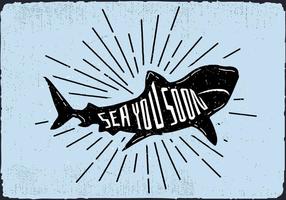 Gratis Vector Shark Silhouette Illustration Med Typografi