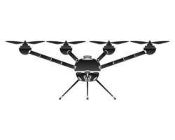 Quadrocopter im Outline-Stil. Drohne mit Kamera. bunte Vektorillustration lokalisiert auf weißem Hintergrund. vektor