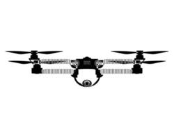Drohne im Umrissstil. Quadcopter mit Kamera. bunte Vektorillustration lokalisiert auf weißem Hintergrund.