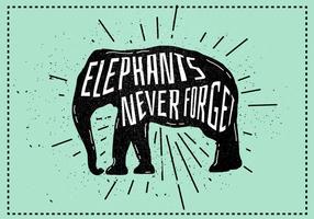 Free Vector Elephant Silhouette Illustration mit Typografie