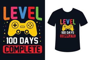 Level 100 Tage komplettes Gaming-T-Shirt-Design vektor