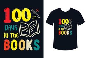 100 Tage im Bücher-T-Shirt-Design vektor