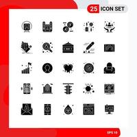Gruppe von 25 soliden Glyphen Zeichen und Symbolen für bearbeitbare Vektordesign-Elemente der Dollar-Palette Küche für das Gemeinschaftsbewusstsein vektor