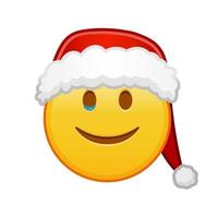 weihnachtsglückliches gesicht mit tränen, groß, gelbes emoji-lächeln vektor