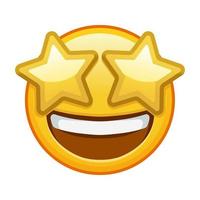 ein grinsendes Gesicht mit sternenklaren Augen, groß mit gelbem Emoji-Lächeln vektor