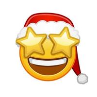 weihnachtliches grinsendes gesicht mit sternenklaren augen große größe des gelben emoji-lächelns vektor