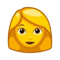 vuxen kvinna stor storlek av gul emoji ansikte vektor