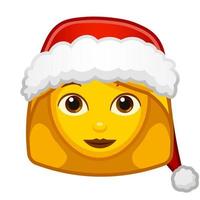 jul vuxen kvinna stor storlek av gul emoji ansikte vektor