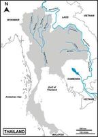 Karta av thailand inkluderar regioner mekong flod vektor