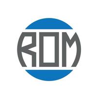 rom-Brief-Logo-Design auf weißem Hintergrund. rom kreative initialen kreis logokonzept. Rom-Briefgestaltung. vektor