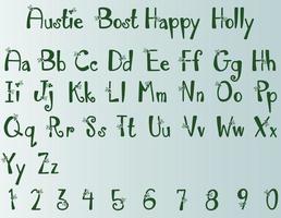 austie bost Lycklig järnek alfabet font typografi modern serif typsnitt regelbunden dekorativ årgång begrepp vektor