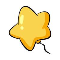 gul ballong ikon med stjärna form. ny år tema, firande, födelsedag. för mall, klistermärke, mönster, skriva ut. hand dragen vektor. vektor