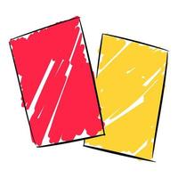 röd och gul kort ikon. begrepp av sport, fotboll, fotboll, anfall, domare, etc. hand dragen vektor illustration.