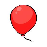 rotes Ballon-Symbol. konzept von feier, geburtstag, party, neujahr. für vorlage, aufkleber, druck, muster, grußkarte. handgezeichneter Vektor. vektor